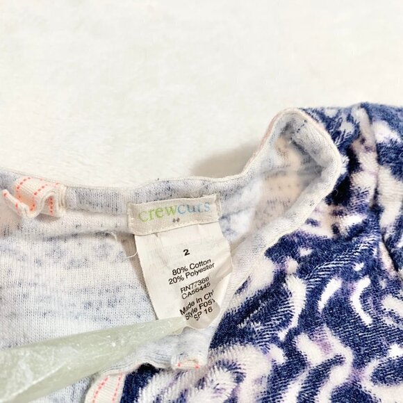 5/$25 Crewcuts terry cloth blue white printed short sleeve swimsuit cover‎ dress - Picture 5 of 6